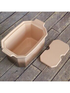 LE CREUSET Heritage Stoneware Pate Terrine w/ Press NO LID 0.8L Peach Brown